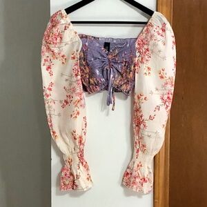 Akira long sleeve off the shoulder crop top